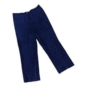 Vtg 1970s Mantessa Navy Blue Cotton Corduroy High Rise Wide Leg Pants 38 16